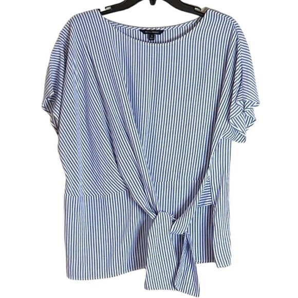 Banana Republic Women's Striped Short Sleeve Tie Front Top Blue White Size S - Picture 1 of 6